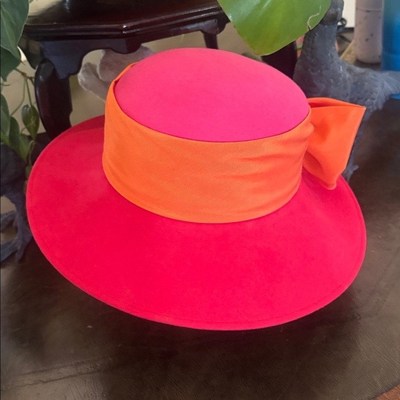 Whittall & Shon vintage Doeskin pink orange and red wool hat. Made in USA main image 7
